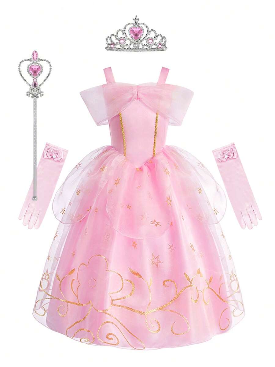Pink Floral Princess Costume – 5-Piece Set – source gallery 1