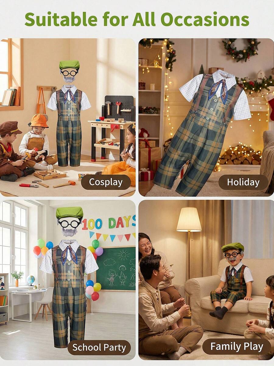 Kids Grandpa Costume Set – Plaid Outfit – source gallery 9