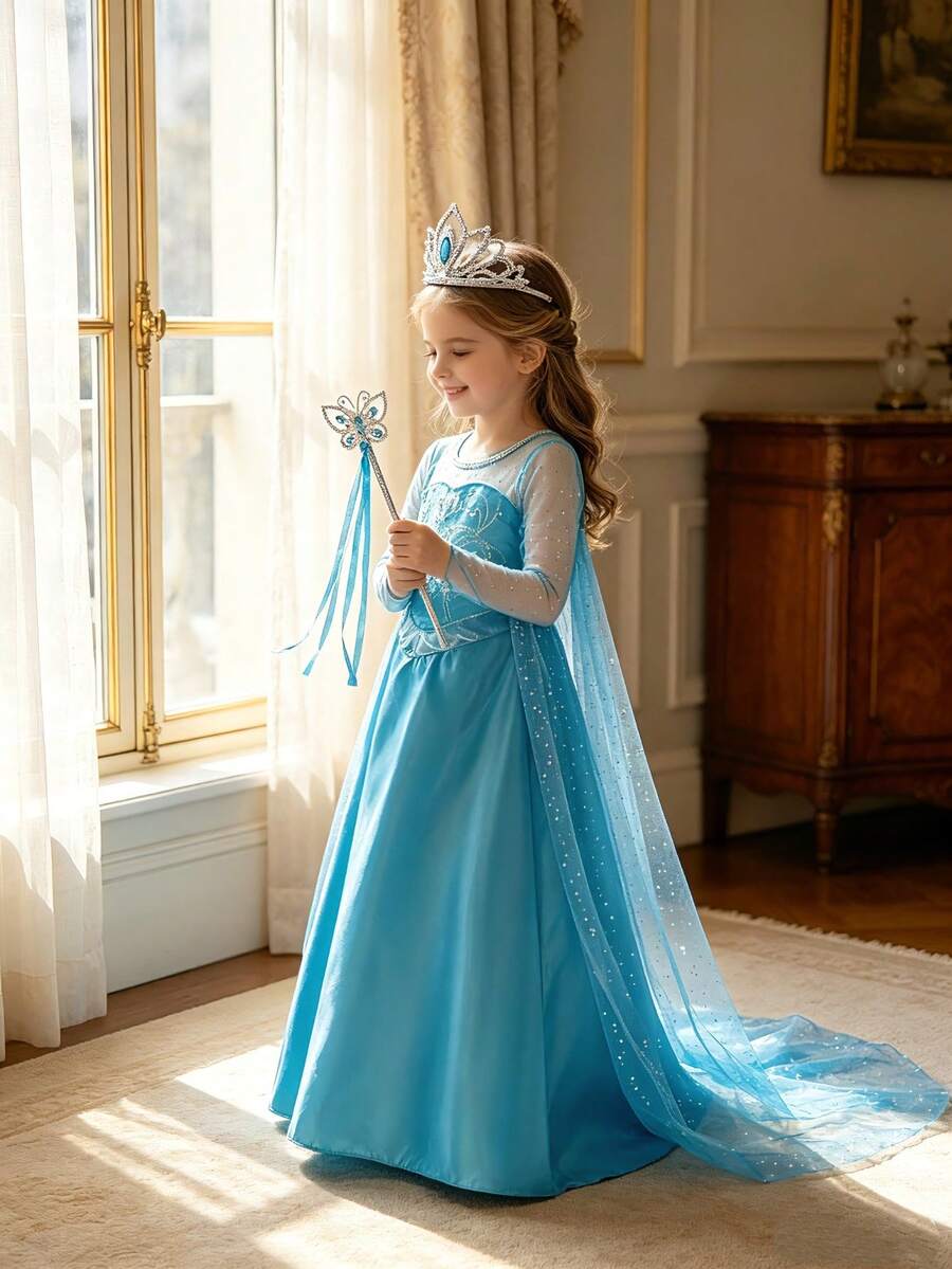 Blue Long-Sleeve Princess Costume Set – source gallery 2