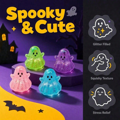 Sequin ghost squishy being squeezed