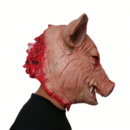 Scary Pig Head Latex Mask – side