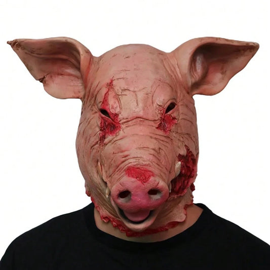 Scary Pig Head Latex Mask – front