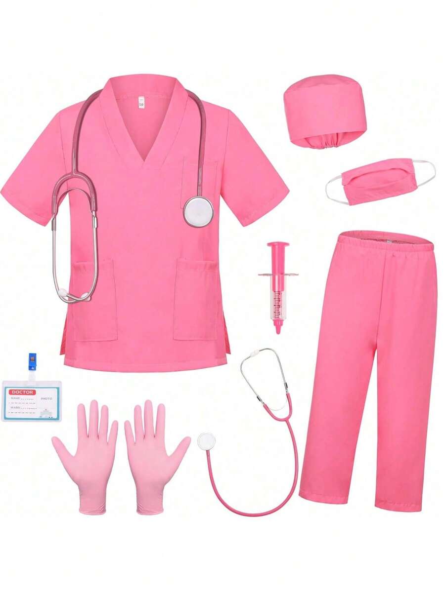 Kids Pink Doctor Costume – 8-Piece Set – source gallery 1