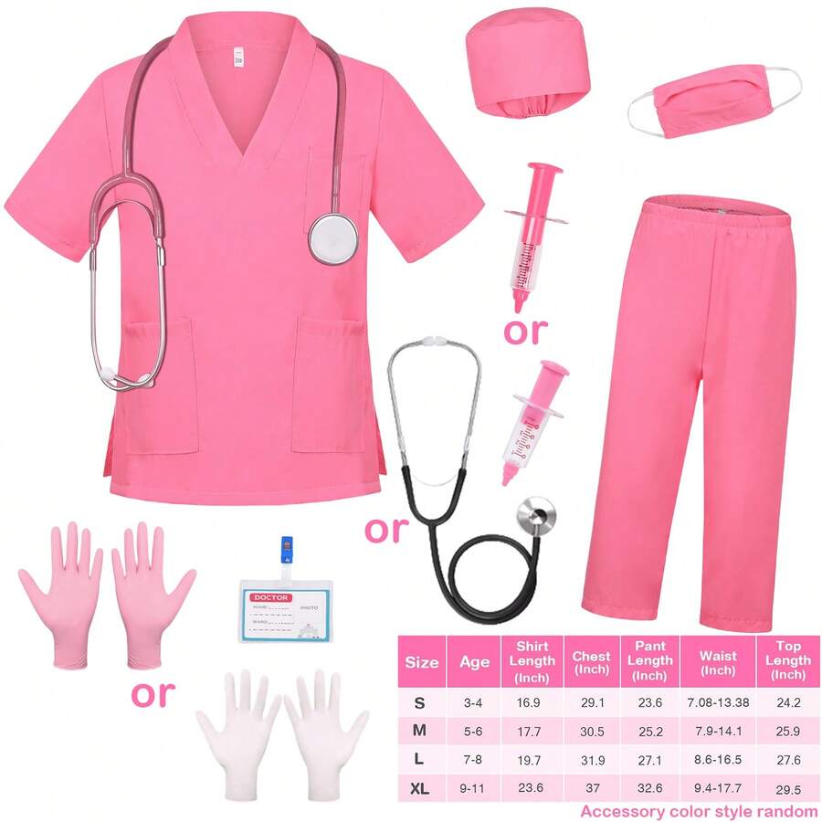 Kids Pink Doctor Costume – 8-Piece Set – source gallery 2