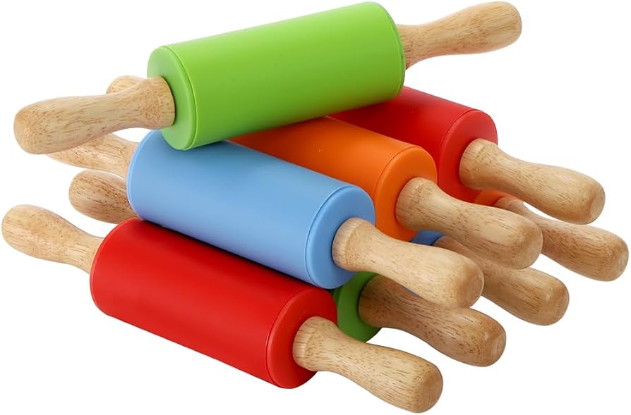 Mini Rolling Pin, Kids Rolling Pins Wooden Handle Non-Stick Silicone Rolling Pins Pastry