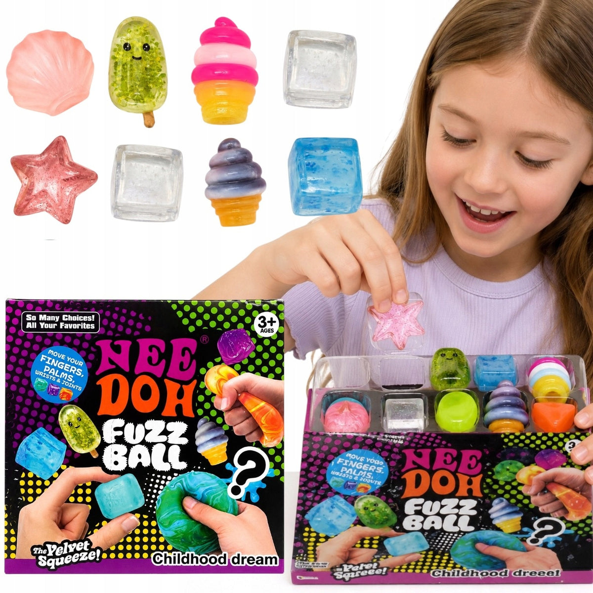 NeeDoh Fuzz Ball Mini Collectible – Sensory Squishy Surprise