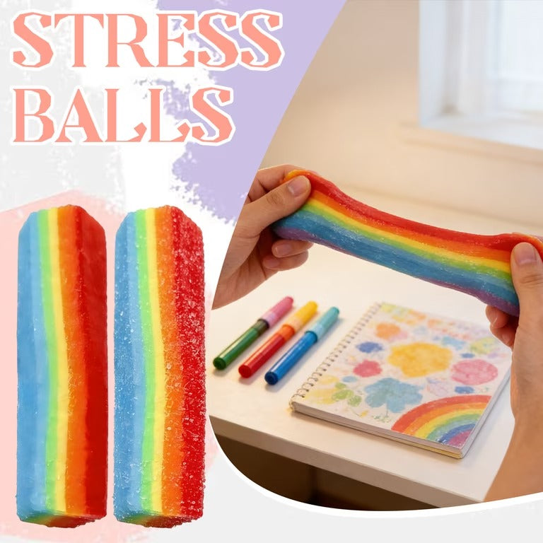 Rainbow Sour Candy Strip Squishies Toy, Slow Rising Squishies Stripes Squeeze