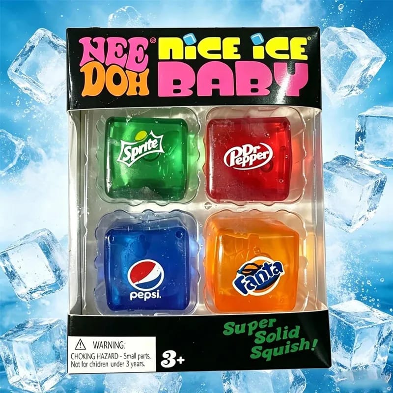 Soda Cube Squishy Set – Super Solid Ice Cube Sensory Fidget Toy (4-Pack) Inspired by NeeDoh