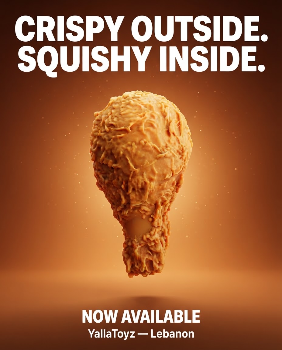 Realistic fried chicken squishy promotional image
