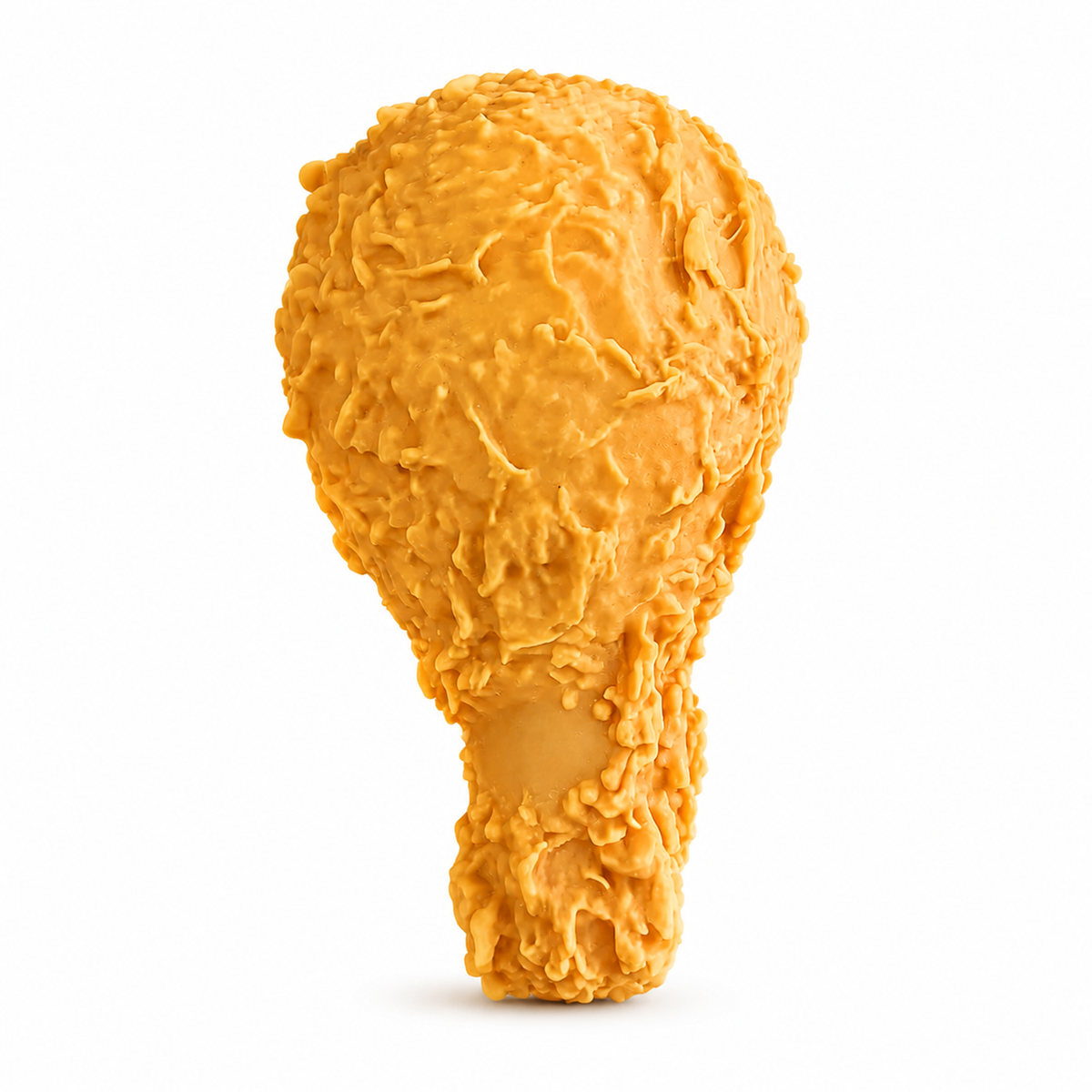 Jumbo realistic fried chicken leg squishy on white background