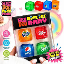 Soda Cube Squishy Set – Super Solid Ice Cube Sensory Fidget Toy (4-Pack) Inspired by NeeDoh