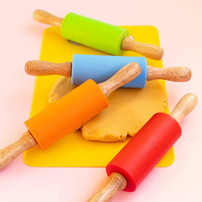 Mini Rolling Pin, Kids Rolling Pins Wooden Handle Non-Stick Silicone Rolling Pins Pastry