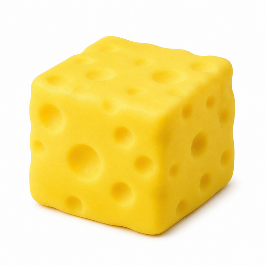 Soft square cheese squishy on white background