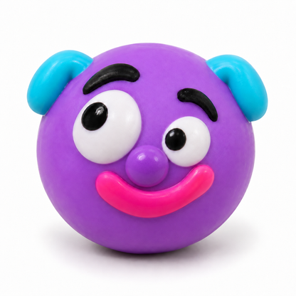 One purple funny dog-face squeeze toy with cyan ears; character supplied at random