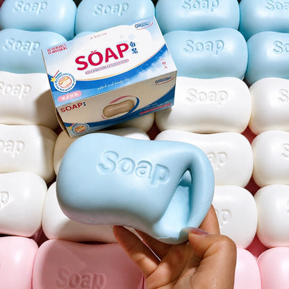 Blue soap bar squishy squeeze demonstration
