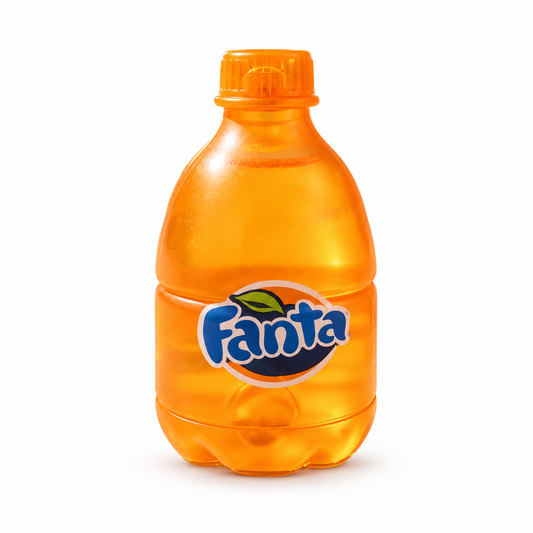 NeeDoh Fanta Bottle Squishy; isolated product on a white background