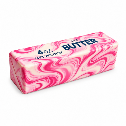 Butter Stick Squishy Marbled Multicolor; isolated product on a white background