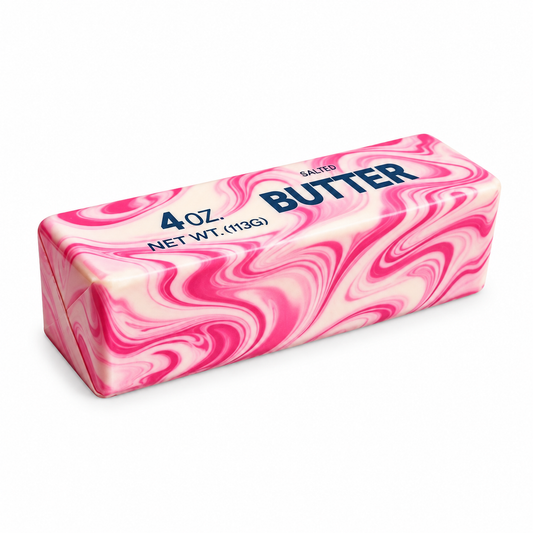 Butter Stick Squishy Marbled Multicolor; isolated product on a white background