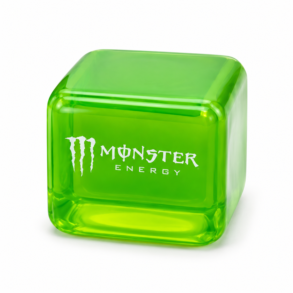 Needoh Monster Energy Nice Cube Squishy; isolated product on a white background