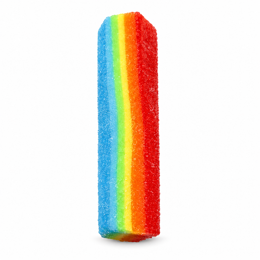 Rainbow Sour Candy Strip Squishies Toy, Slow Rising Squishies Stripes Squeeze; isolated product on a white background
