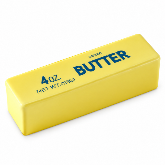 Butter Stick Squishy; isolated product on a plain background